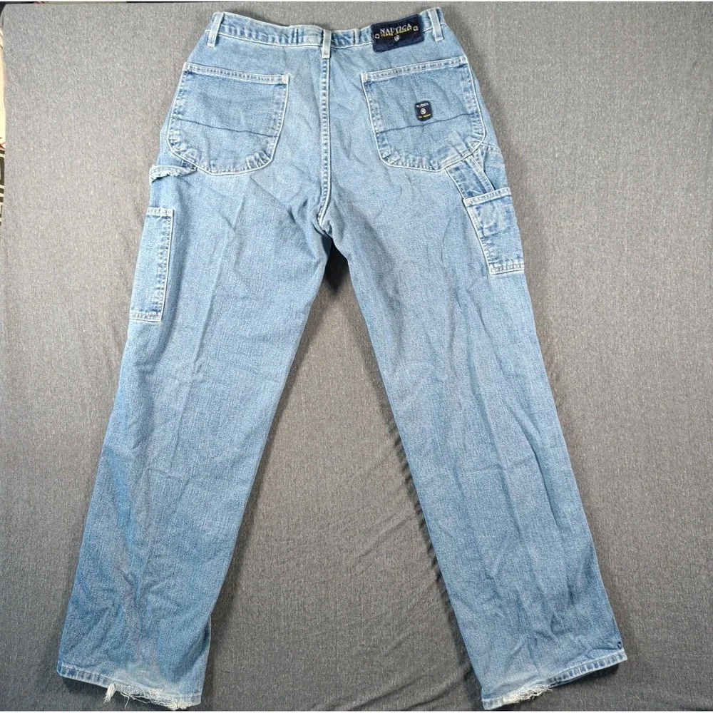 Vtg Y2K NAUTICA Jeans Mens 33x34 Denim Carpenter Baggy Loose Skater Utility USA